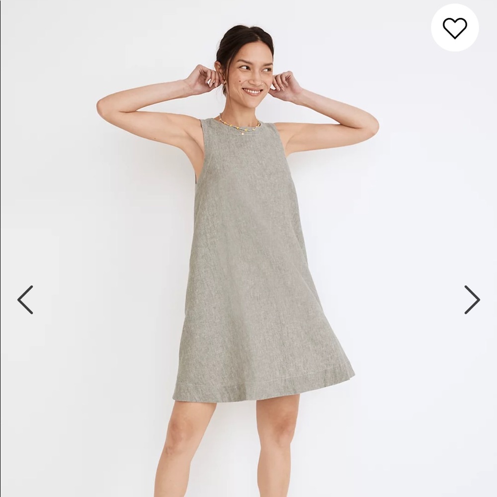 Madewell, gray linen/ cotton tank mini dress comes complete with handy pockets